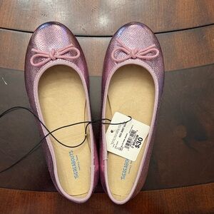 Thereabouts Girls' Pink Shimmer Ballet Flats with Bow